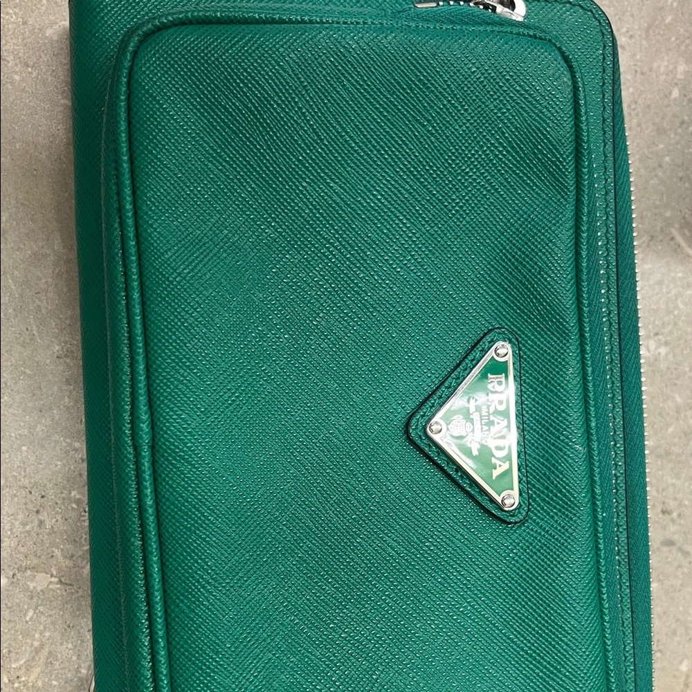 Prada Vibrant Green Wallet with Logo Accent